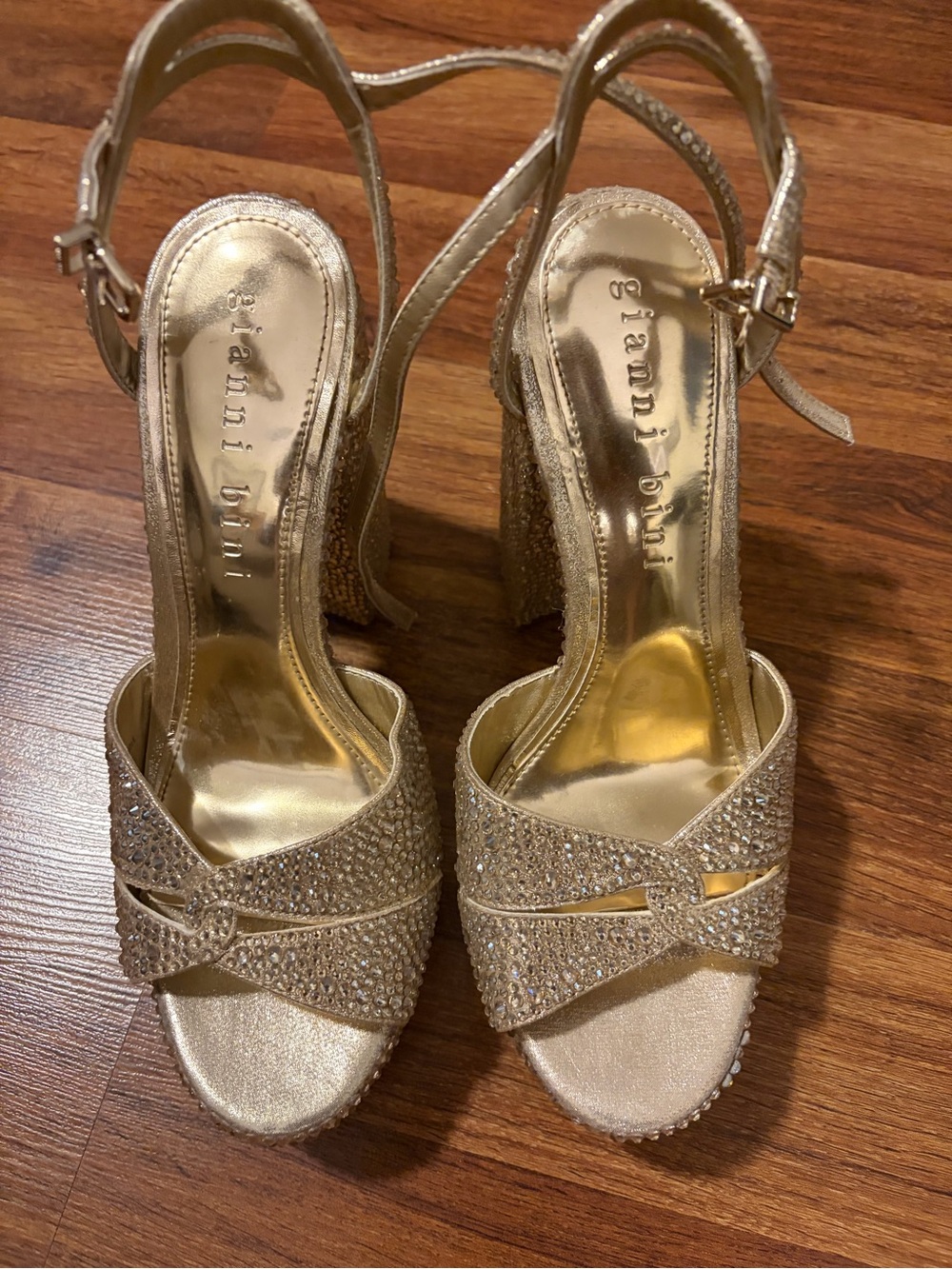 Gianni Bini Gold Crystal Platform Heels